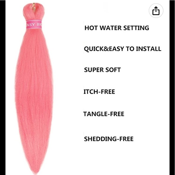 MSBELLE Braiding Hair Pre stretched 100g/Pack Pink Braiding Hair for Braiding - Picture 2 of 6